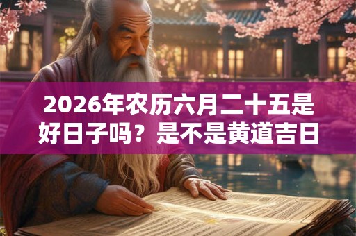 2026年农历六月二十五是好日子吗?是不是黄道吉日? 2026年农历六月二十五是好日子吗?是不是黄道吉日?