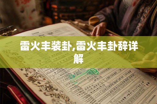 雷火丰装卦,雷火丰卦辞详解