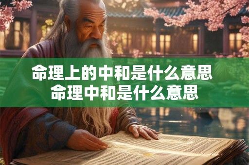 命理上的中和是什么意思 命理中和是什么意思 命理上的中和是什么意思 命理中和是什么意思