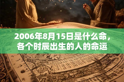 2006年8月15日是什么命，各个时辰出生的人的命运