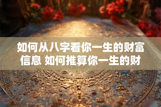 如何从八字看你一生的财富信息 如何推算你一生的财运