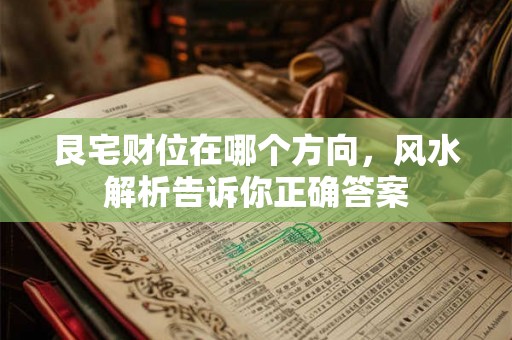 艮宅财位在哪个方向，风水解析告诉你正确答案