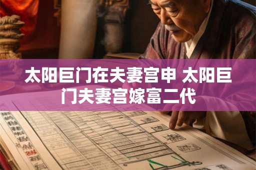 太阳巨门在夫妻宫申 太阳巨门夫妻宫嫁富二代 太阳巨门在夫妻宫申 太阳巨门夫妻宫嫁富二代