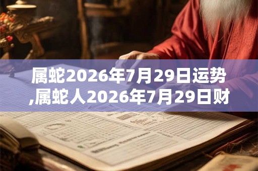 属蛇2026年7月29日运势,属蛇人2026年7月29日财运,生肖蛇2026年7月29日运势