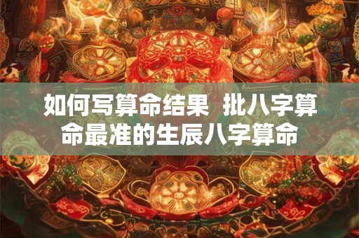 如何写算命结果  批八字算命最准的生辰八字算命