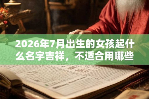 2026年7月出生的女孩起什么名字吉祥，不适合用哪些字