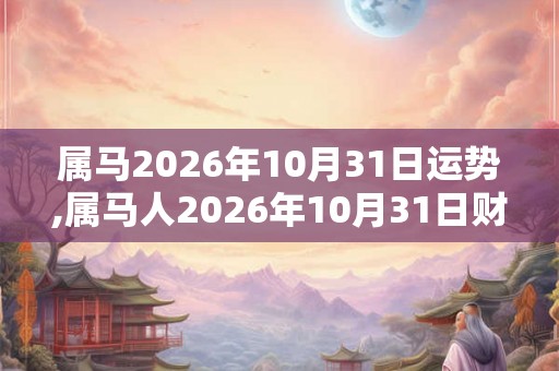 属马2026年10月31日运势,属马人2026年10月31日财运,生肖马2026年10月31日运势