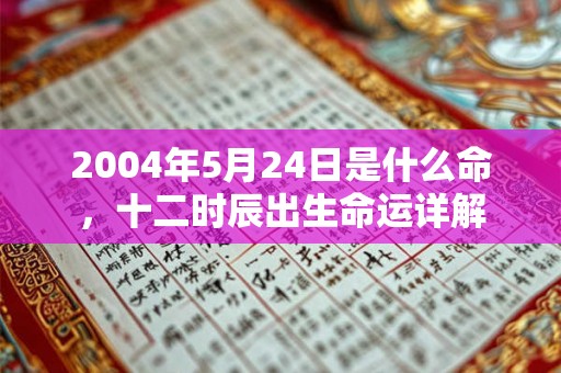 2004年5月24日是什么命，十二时辰出生命运详解