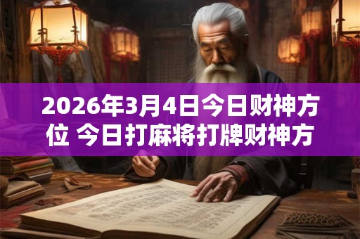 2026年3月4日今日财神方位 今日打麻将打牌财神方位 2026年3月4日今日财神方位 今日打麻将打牌财神方位