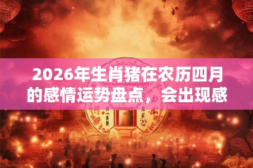 2026年生肖猪在农历四月的感情运势盘点，会出现感情问题？