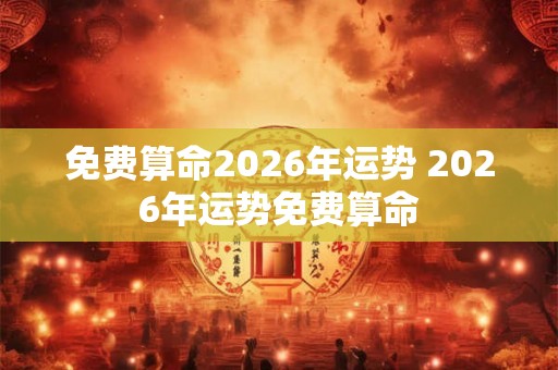 免费算命2026年运势 2026年运势免费算命