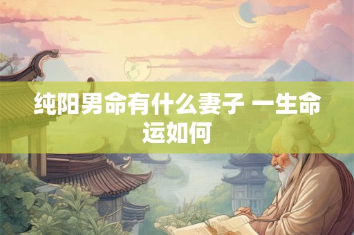 纯阳男命有什么妻子 一生命运如何