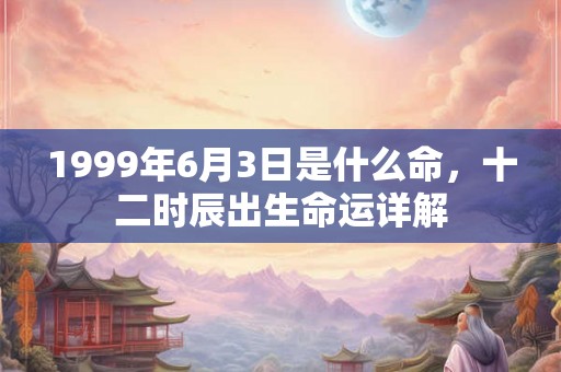 1999年6月3日是什么命，十二时辰出生命运详解