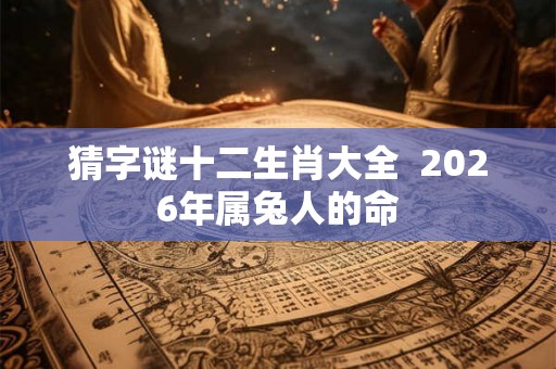 猜字谜十二生肖大全  2026年属兔人的命