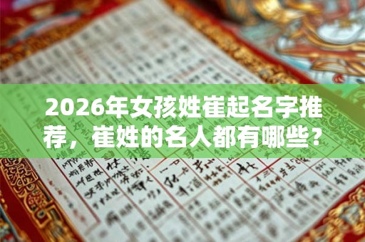 2026年女孩姓崔起名字推荐，崔姓的名人都有哪些？