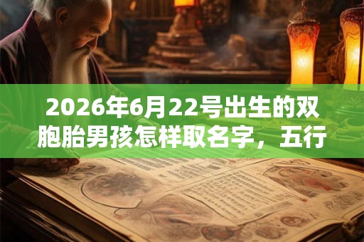 2026年6月22号出生的双胞胎男孩怎样取名字，五行属什么