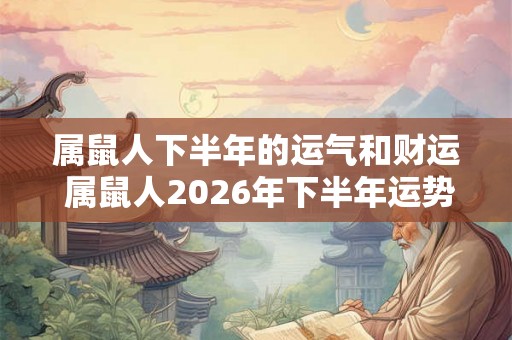 属鼠人下半年的运气和财运 属鼠人2026年下半年运势如何