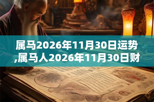 属马2026年11月30日运势,属马人2026年11月30日财运,生肖马2026年11月30日运势