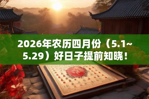 2026年农历四月份(5.1~5.29)好日子提前知晓! 2026年农历四月份(5.1~5.29)好日子提前知晓!