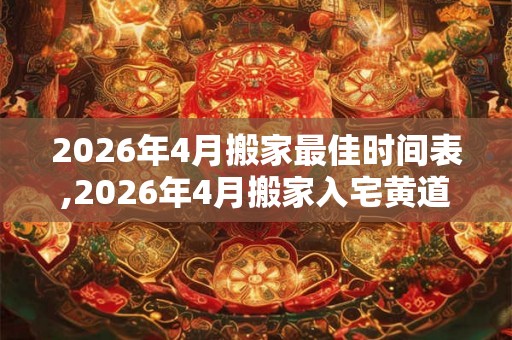 2026年4月搬家最佳时间表,2026年4月搬家入宅黄道吉日
