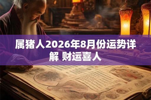 属猪人2026年8月份运势详解 财运喜人