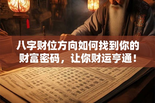 八字财位方向如何找到你的财富密码，让你财运亨通！