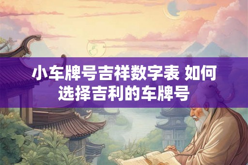 小车牌号吉祥数字表 如何选择吉利的车牌号