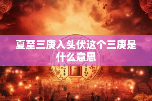 夏至三庚入头伏这个三庚是什么意思