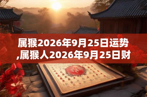 属猴2026年9月25日运势,属猴人2026年9月25日财运,生肖猴2026年9月25日运势