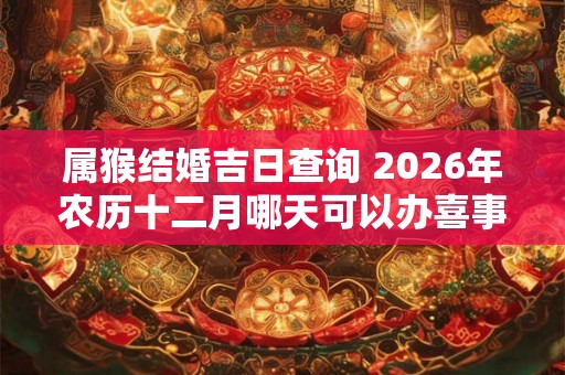 属猴结婚吉日查询 2026年农历十二月哪天可以办喜事 属猴结婚吉日查询 2026年农历十二月哪天可以办喜事