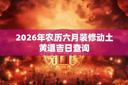 2026年农历六月装修动土黄道吉日查询 2026年农历六月装修动土黄道吉日查询