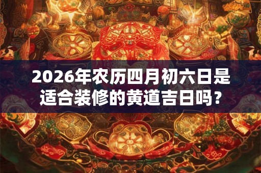 2026年农历四月初六日是适合装修的黄道吉日吗？