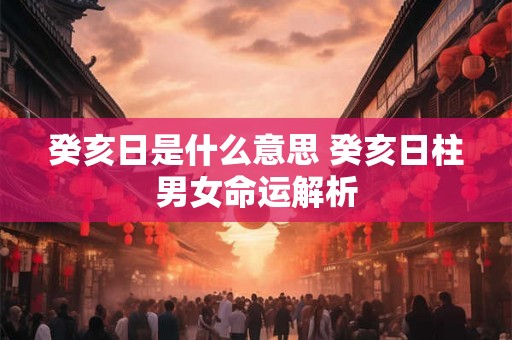 癸亥日是什么意思 癸亥日柱男女命运解析