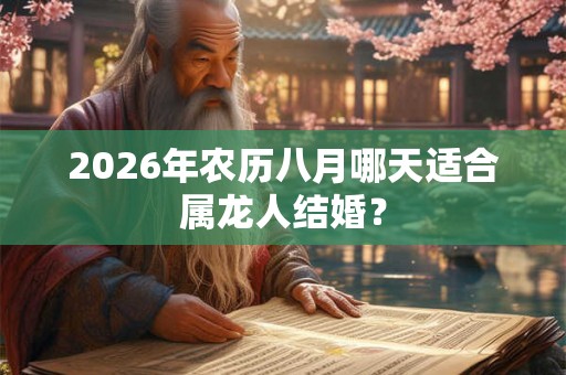 2026年农历八月哪天适合属龙人结婚？