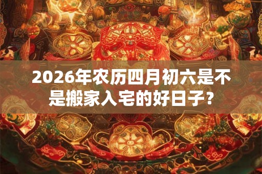 2026年农历四月初六是不是搬家入宅的好日子? 2026年农历四月初六是不是搬家入宅的好日子?