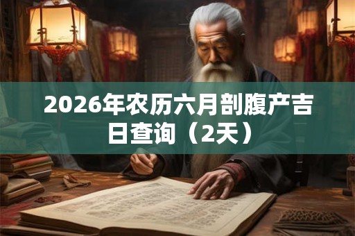 2026年农历六月剖腹产吉日查询（2天）