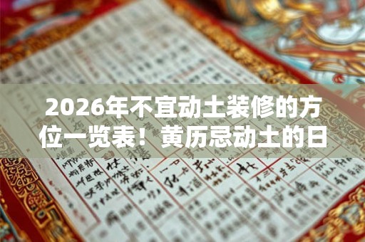 2026年不宜动土装修的方位一览表!黄历忌动土的日子 2026年不宜动土装修的方位一览表!黄历忌动土的日子