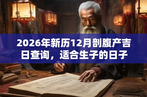 2026年新历12月剖腹产吉日查询，适合生子的日子