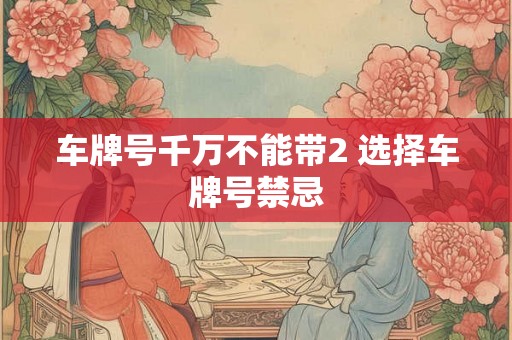 车牌号千万不能带2 选择车牌号禁忌
