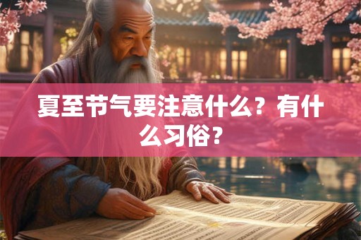 夏至节气要注意什么？有什么习俗？