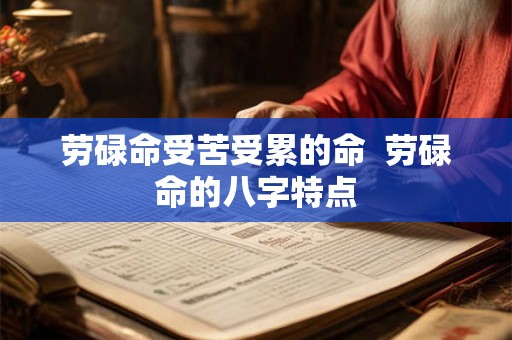 劳碌命受苦受累的命  劳碌命的八字特点