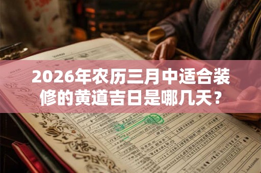 2026年农历三月中适合装修的黄道吉日是哪几天? 2026年农历三月中适合装修的黄道吉日是哪几天?
