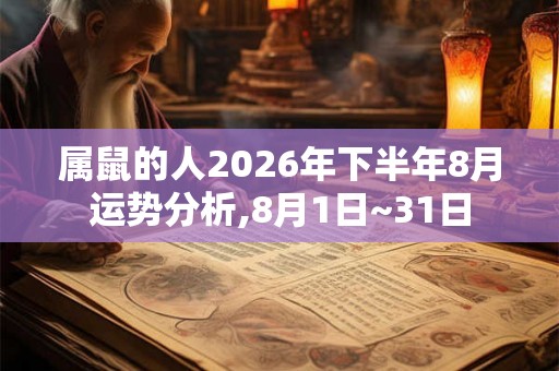 属鼠的人2026年下半年8月运势分析,8月1日~31日 属鼠的人2026年下半年8月运势分析,8月1日~31日