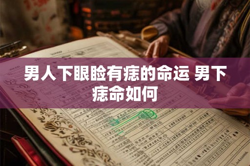 男人下眼睑有痣的命运 男下痣命如何