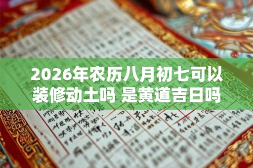 2026年农历八月初七可以装修动土吗 是黄道吉日吗