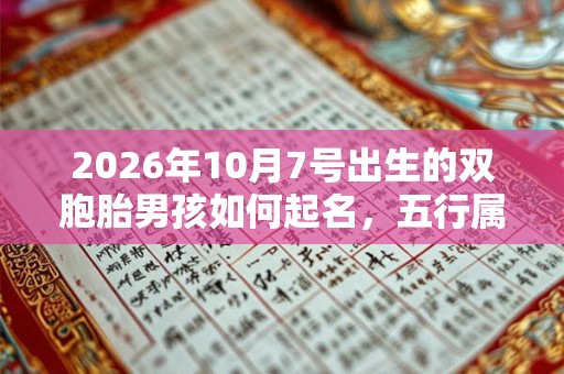 2026年10月7号出生的双胞胎男孩如何起名，五行属什么