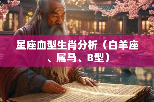 星座血型生肖分析(白羊座、属马、B型) 星座血型生肖分析(白羊座、属马、B型)