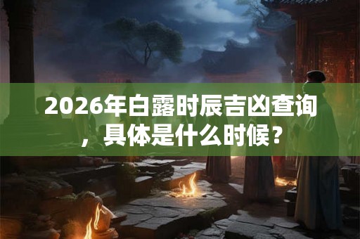 2026年白露时辰吉凶查询，具体是什么时候？