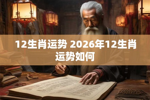 12生肖运势 2026年12生肖运势如何