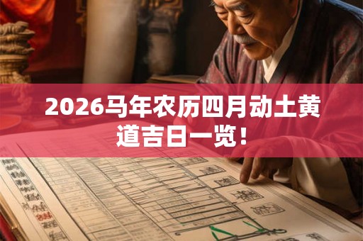 2026马年农历四月动土黄道吉日一览! 2026马年农历四月动土黄道吉日一览!